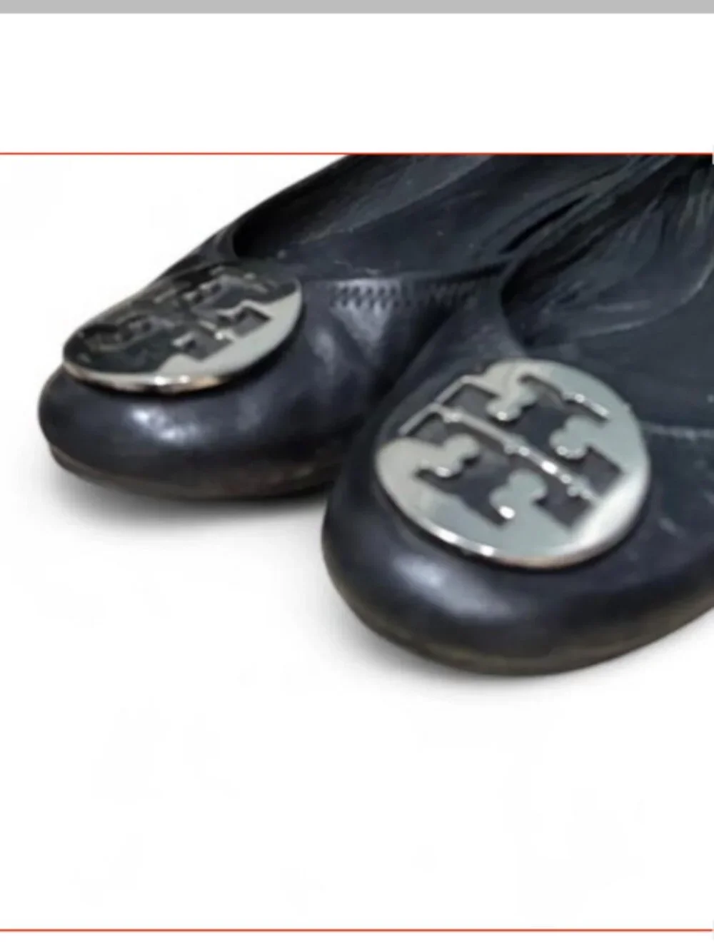 Tory Burch Women's Black leather Ballet flats shoes size 8.5